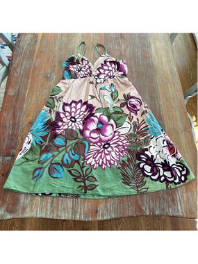 Neslay Floral Empire Waist Summer Dress Spaghetti Strap Cottagecore - Medium